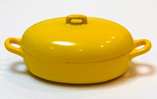 画像1: Discontinue・制作販売終了：西洋風鉄鍋・黄色・楕円型